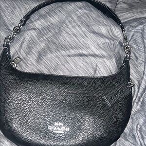 Coach Black Payton Pebbled Leather Shoulder Bag